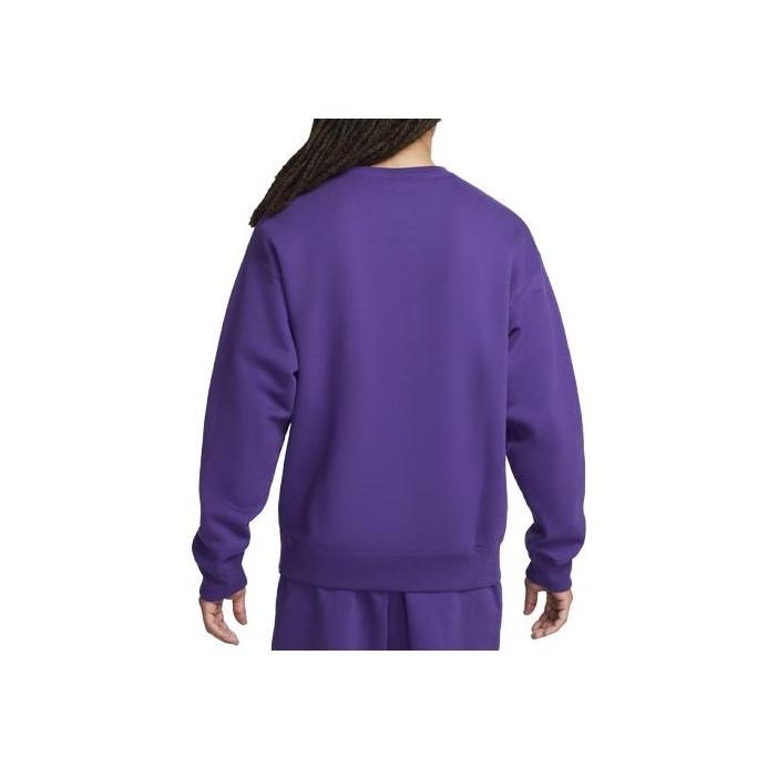 Nike Solo Swoosh Solid Logo Ribbed Crewneck Loose Sports Sweatshirt Men sweatshirt Purple DX1361-504