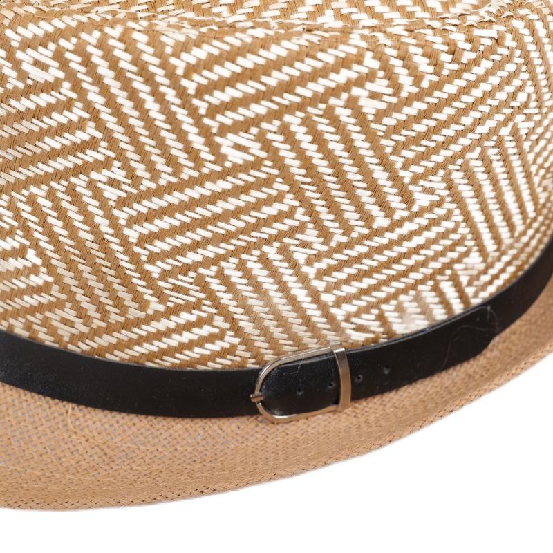 2025 New Korean Trendy Sun Hats British Top Hat Women's Men's Grometric Straw Hat Belt Jazz Hats Couple Beach Hat Fedoras Cap