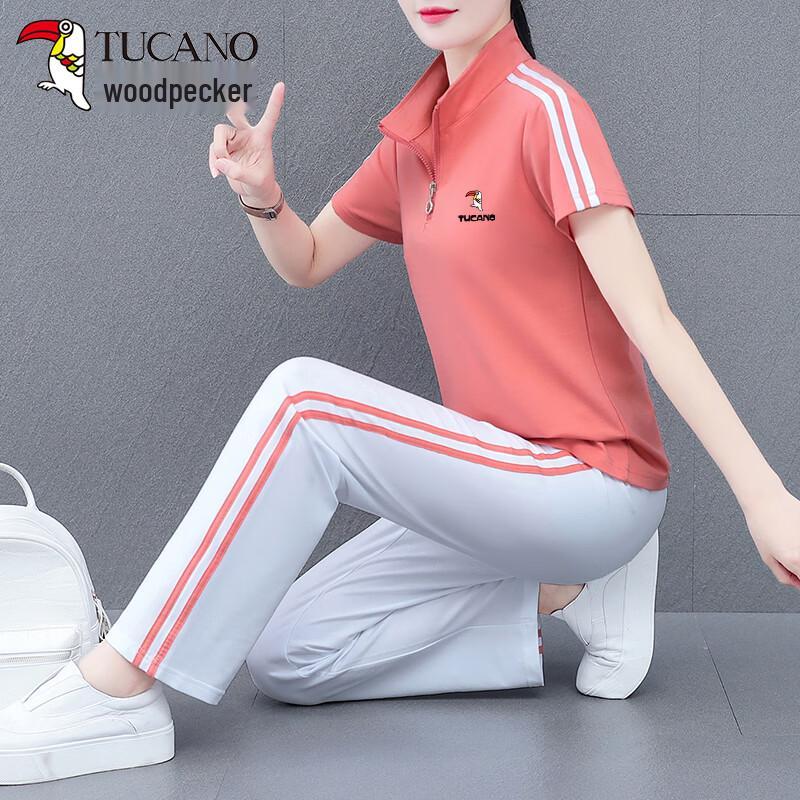 Woodpecker Women s Striped Two-Piece Casual Sportswear Set L оранжевый