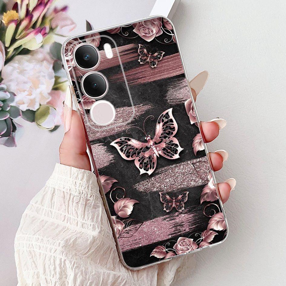 Silicone Case For Vivo Y19s V2419 Cover Lovely Cat Butterfly Cartoon Soft Back Protective Shell For Vivo Y19s 4G Y 19s TPU Coque