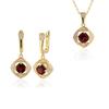 Light Luxury Natural Garnet Gemstone Jewelry Set S925 Silver Pendant Necklace Earring Fine Jewelry Women's Anniversary Gifts