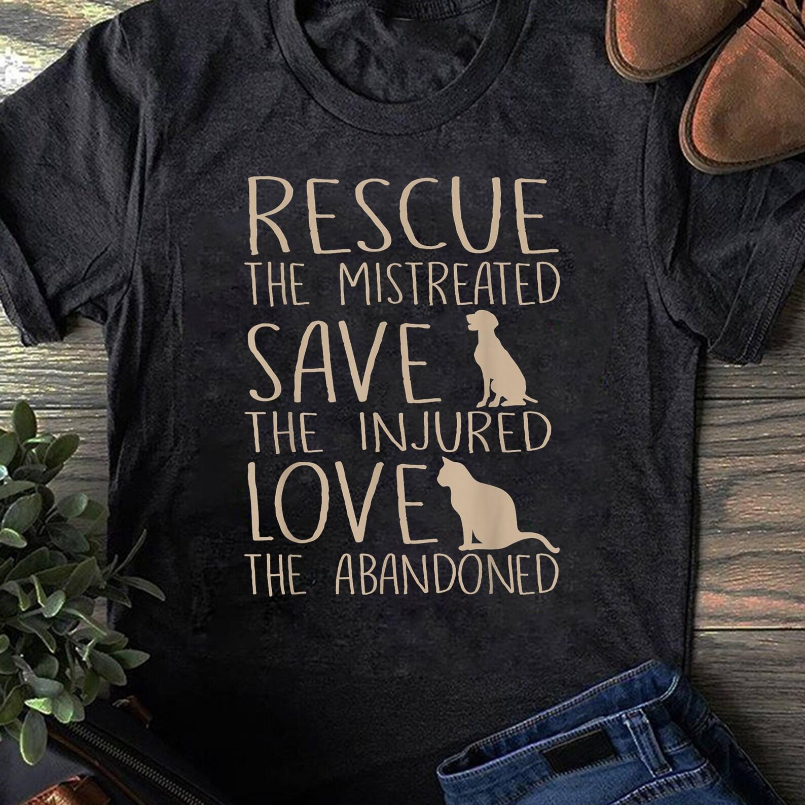 Rescue Save Love - Cute Animal Rescue Dog Cat Lovers T-Shirt - Cat Lover Gift, Funny CaT-Shirt, Summer Shirt, Cool Cat, CaT-Shirt 4XL