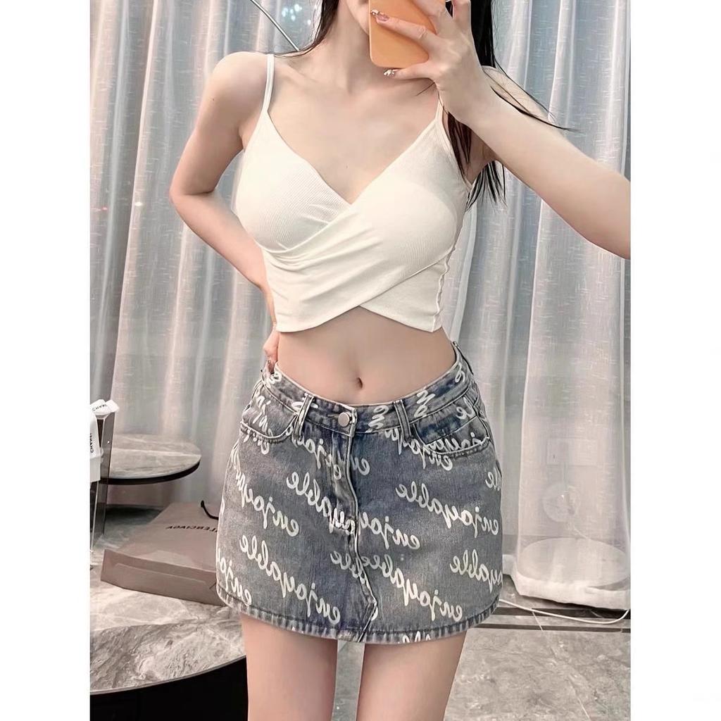 Džínová krátká sukně s vysokým pasem pro ženy Balíček A-line sukně Hip Tenká krátká sukně