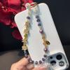 Creative Text Flourishing Mobile Phone Chain Alloy Crystal Beaded Hanging Chain Mobile Phone Wrist Strap New Year Red