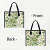 Vintage Green Floral Shoulder Bag Fashion Casual Daily Shopping Tote Bag for Women