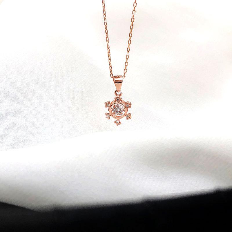 Snowflake Zircon Light Luxury Elegant Temperament Versatile Necklace for Women Korean Style Collarbone Chain