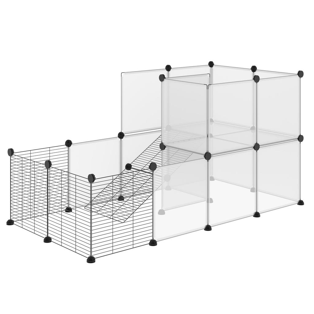 Enclosure for Small Animals DIY Design Modular Cage for Guinea Pigs Rabbits Chinchillas Small Pets 27 Panels Black