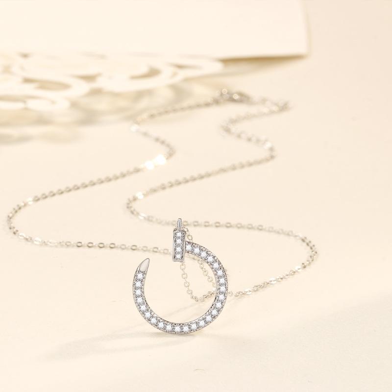 Nail Necklace Women's Full Diamond Hook Diamond Necklace Two Double-sided Jewelry