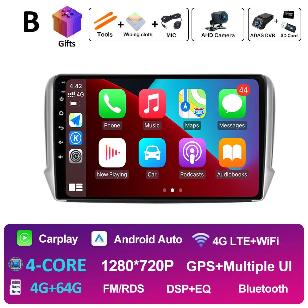 Wireless Carplay Android Intelligent System For Peugeot 2008 208 Series 2012 2013 2014 2015 - 2018 DSP Stereo GPS Navi Bluetooth