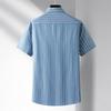 Dibenze Men's Plus Size Striped Cotton Short Sleeve Shirt