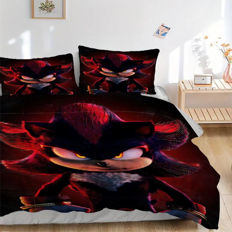 

3pcs Shadow the Hedgehog Comforter Set - Four Seasons Home High,Machine Washable Bedspread with Pillowcases (No Filling) yy250909046 135x200cm