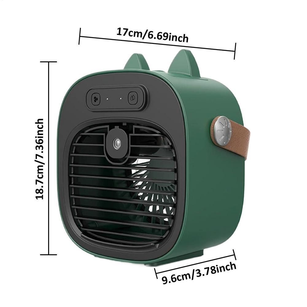 

Портативный воздухоохладитель Кондиционер Маленькое охлаждающее устройство с 3 скоростями ветра для кемпинга, улицы, общежитий, детской комнаты зелёный