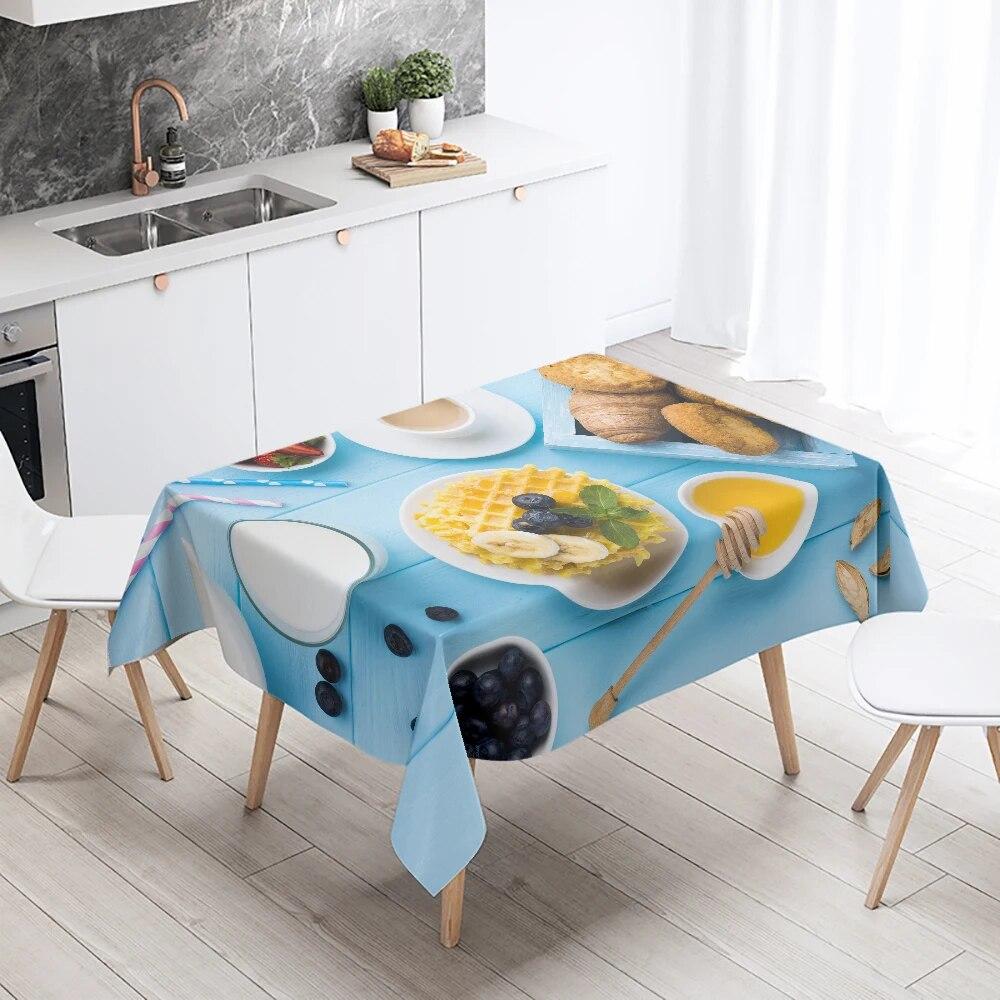 Gourmet Printed Tablecloth Anti-fouling and Waterproof Rectangular  Kitchen Restaurant Table Decoration