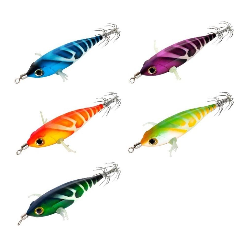 Shrimp 55mm 5.2g Cuttlefish Squid Lure Horizontal Glow Wood Shrimp Lure Hard Bait Sea Fishing Bait Night Fishing