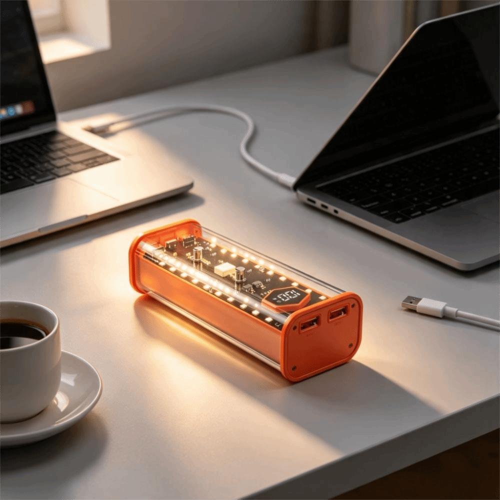 Transparent Power Bank Case 4* 21700 Battery Storage Box External Battery Pack  Travel Use