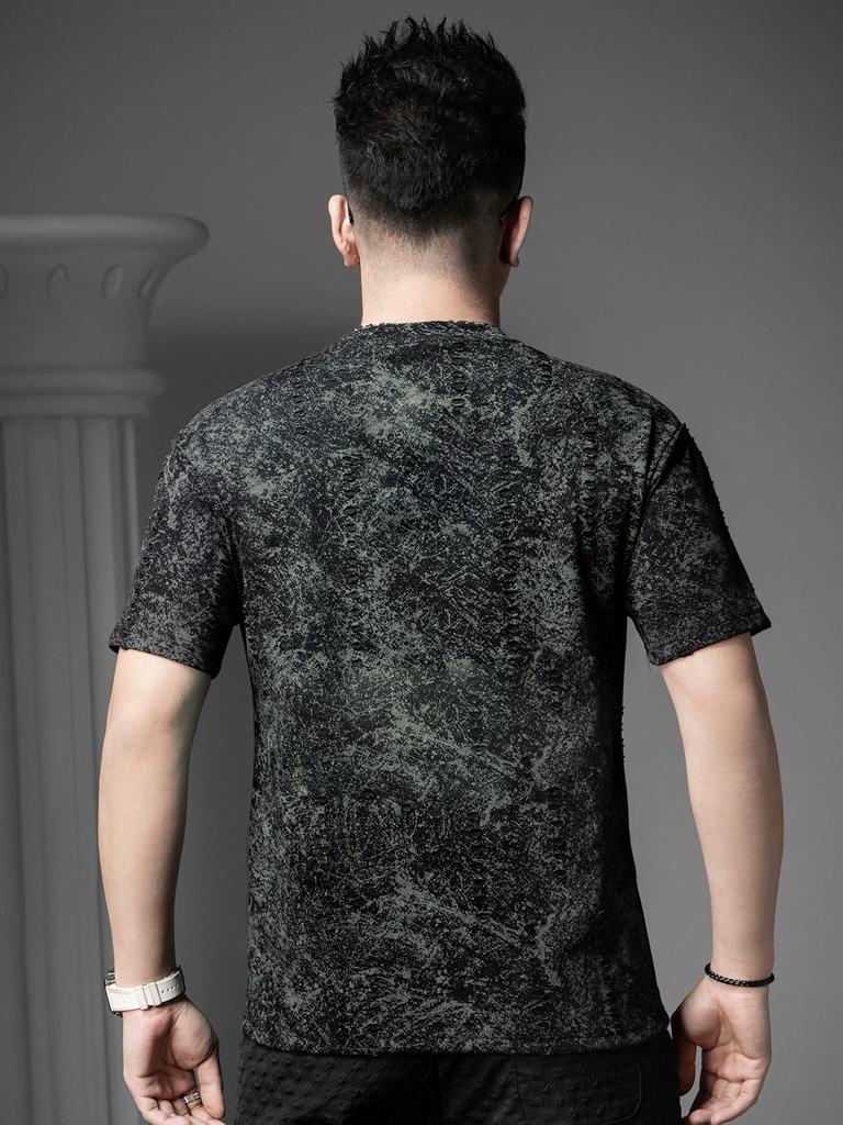 European Style Trendy Printed Rhinestone Short-Sleeve T-Shirt for Men 2025 New Summer Fashion Brand Men's Half-Sleeve Top