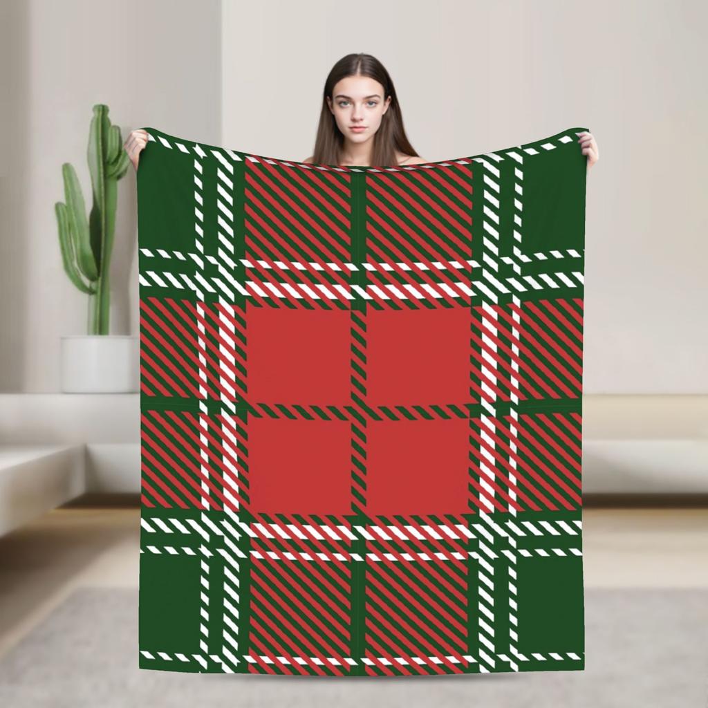 Plaid & Holiday Christmas  Flannel Blanket Autumn  Super Warm Bedding Throws for Kids Adult Bedroom Bedspread Sofa Bed Cover