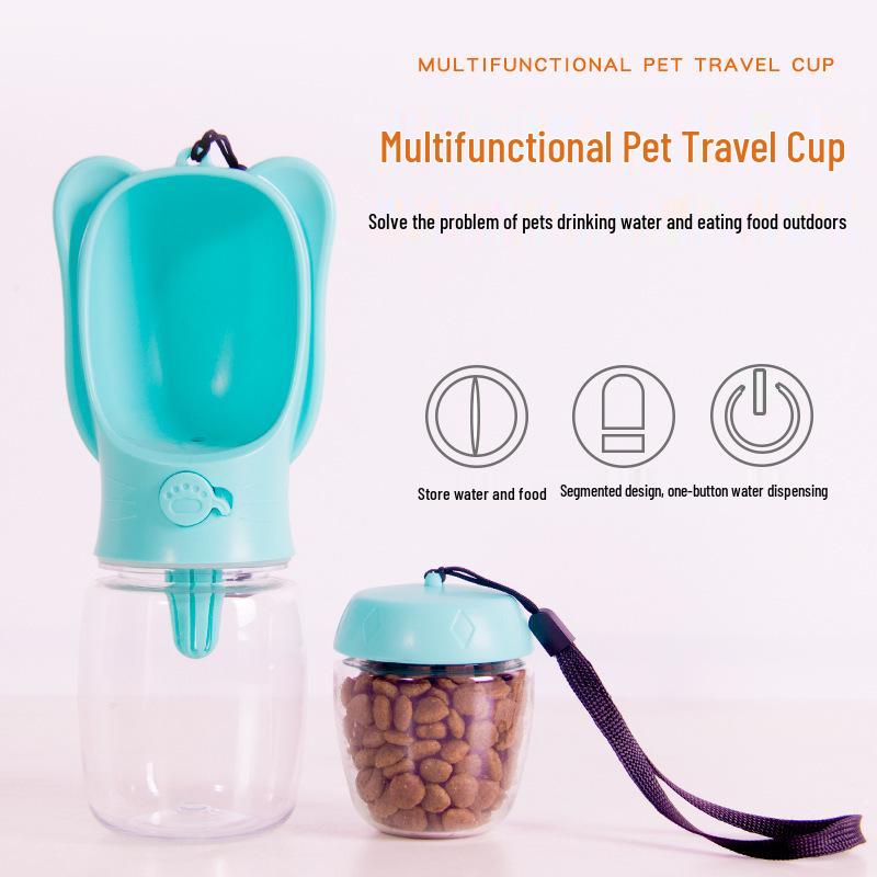 Dual Pet Water & Food Bottle: Portable 2-in-1 Outdoor Drinking Cup & Feeding Bowl for Dogs & Cats