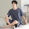 Men's 100% Cotton Short Sleeve Pajama Set - Summer Lightweight, Wearable Outdoors, Ideal for Teens