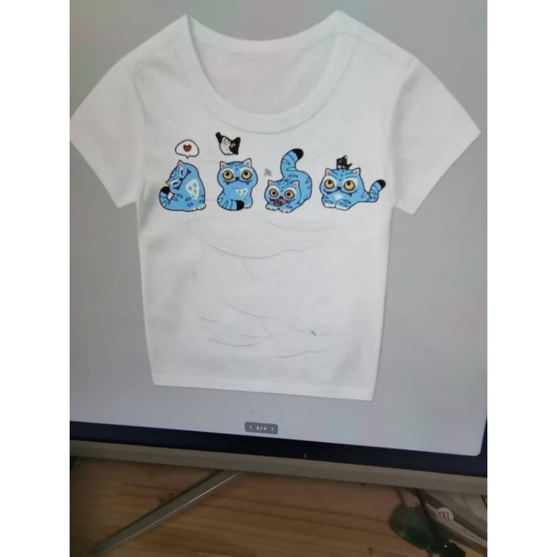 Demon Hunters Cartoon Tiger Printed T-shirt Harajuku Round Neck Casual Short Sleeve Summer Woman Top Casual Clothing Tops