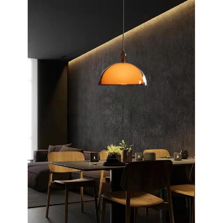 Vintage Brown Pendant Lamp Bauhaus Orange Pendant Light French Retro Dining Table Hanging Lamp Cafe LED Adjustable Chandelier
