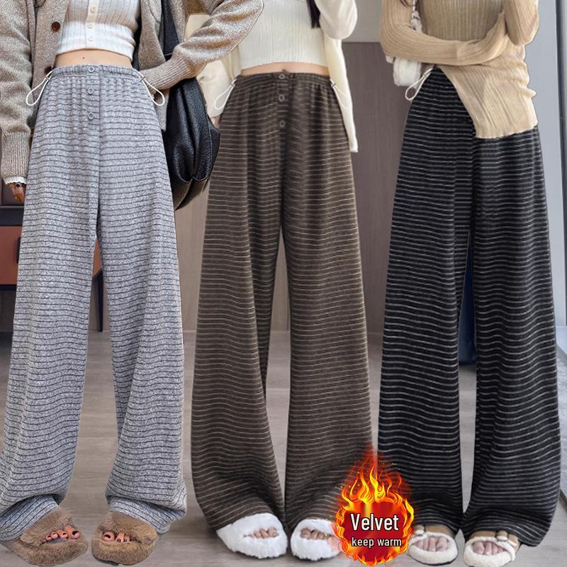 Autumn/Winter 2025 Maternity Wool Wide-Leg Straight Stripe Pants XL