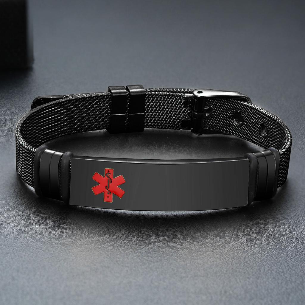 Medical ID Bracelets for Adults, Stainless Steel Bracelet,Waterproof Jewelry Gift