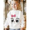 European Sizes Kawaii Animal Cat Face Sweatshirt for Kids, Winter, Daily Casual Crew Neck Pullover Without Hood, Holiday Party Birthday Gift