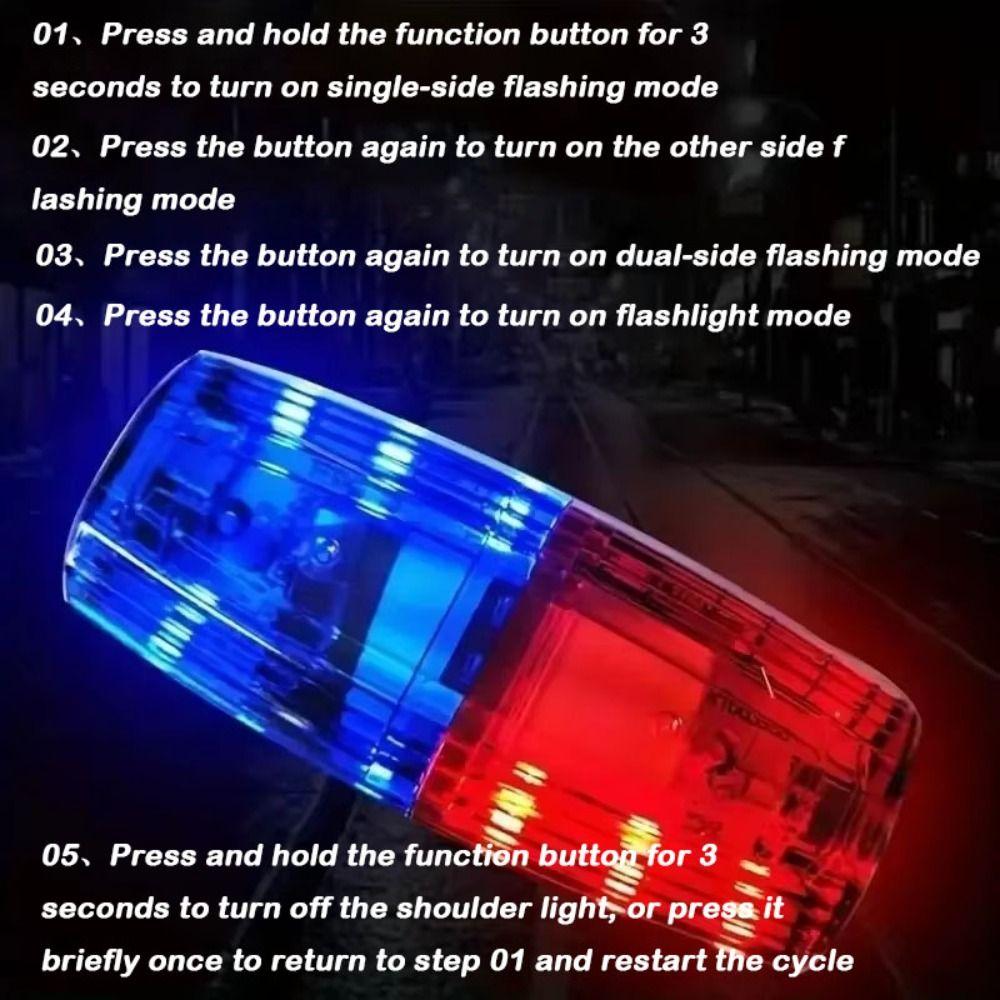 Rotes Blaues LED Schulter-Warnlicht Wasserdichtes Kleines Clip-on Warnlicht Wiederaufladbare Signallichter