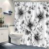 1pc Black and White Floral Shower Curtain - Features large blooms and delicate flowers, polyester fabric, machine washable