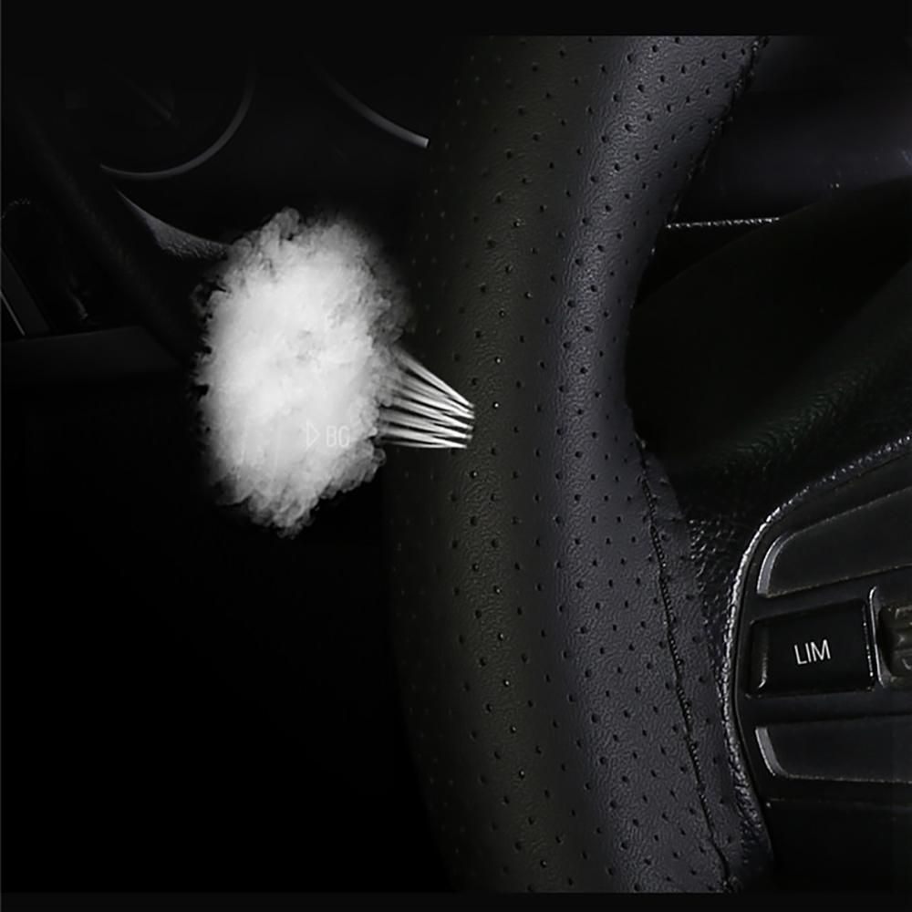 38cm Car Steering Wheel Cover Hand Sewing DIY Black PU Leather+Carbon Fiber Look