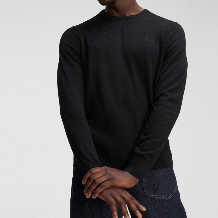 Calvin Klein Jeans Solid Color Comfortable Soft Crew Neck Sweater Men sweater Black 40QM313-UB1