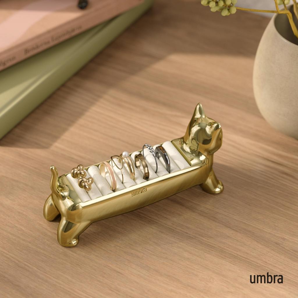 Officiell Umbra Katt Ringhållare, Guld, Smyckesförvaring, Accessoarförvaring, B3,7 x D12 x H5,3 cm
