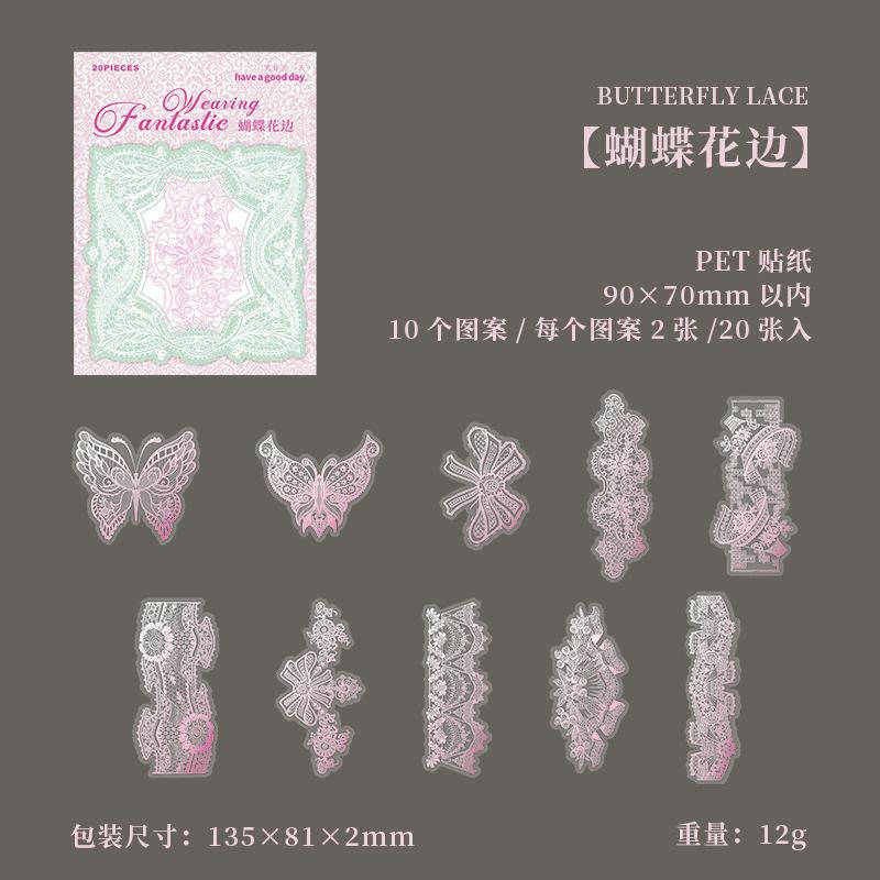 20 Sheets Vintage Color Gradient Lace Decor Paper DIY Scrapbooking Journal Craft Background Supplies