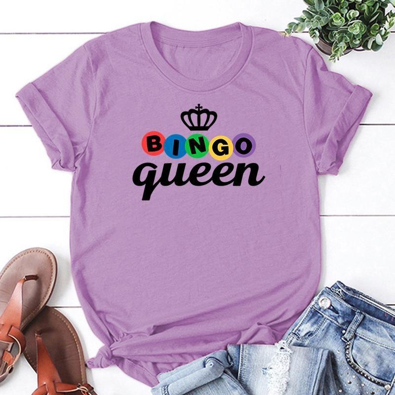 New Bingo Queen Print T Shirts Women Men Casual Round Neck Tees Top Summer Cool Loose Short Sleeve