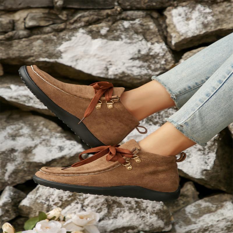 Hot Sale Brown Women's Loafers Shoes Size 43 Autumn Suede Casual Shoes Woman Flat Soft Sole Ankle Shoes Women Zapatos De Cuero