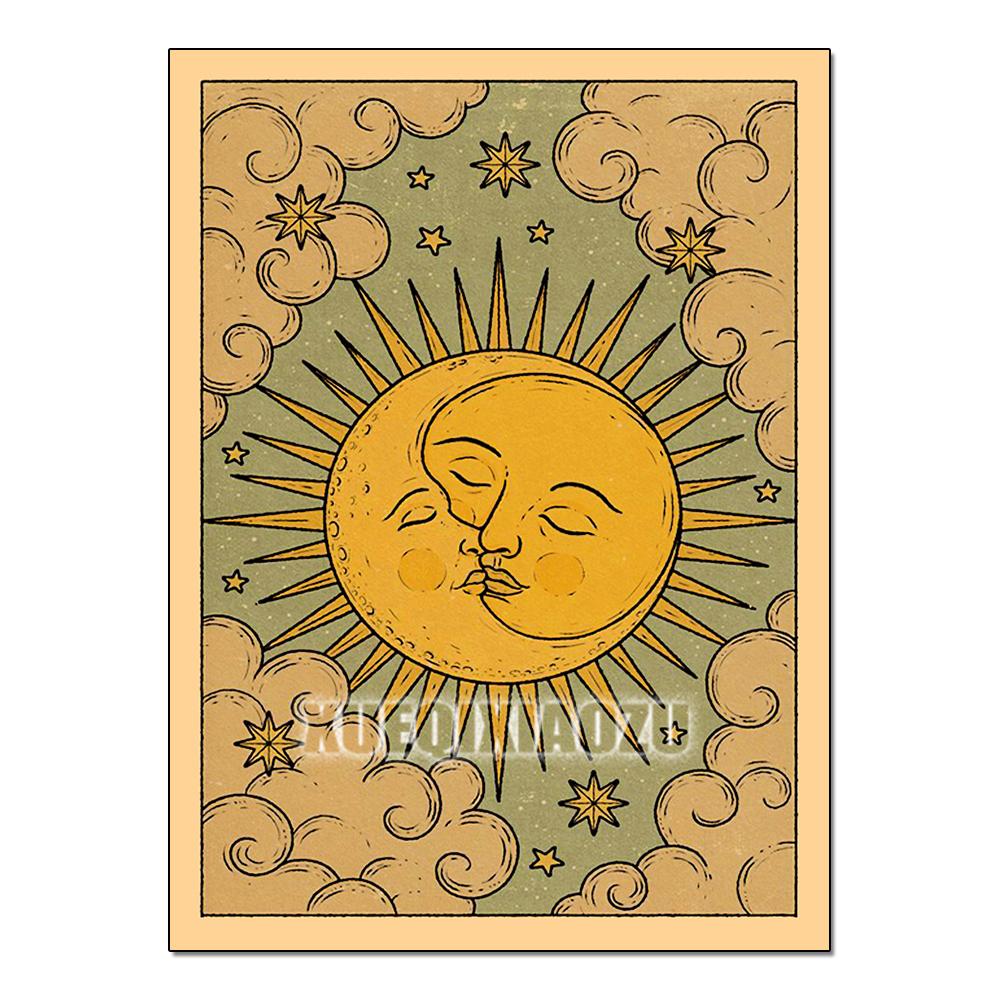 

Тваринні карти Таро Алмазна вишивка Миле єнот-кіт 5D DIY Повна мозаїка зі стразів Вишивка набором Хрестиком Домашній декор Подарунки Round 20x30cm