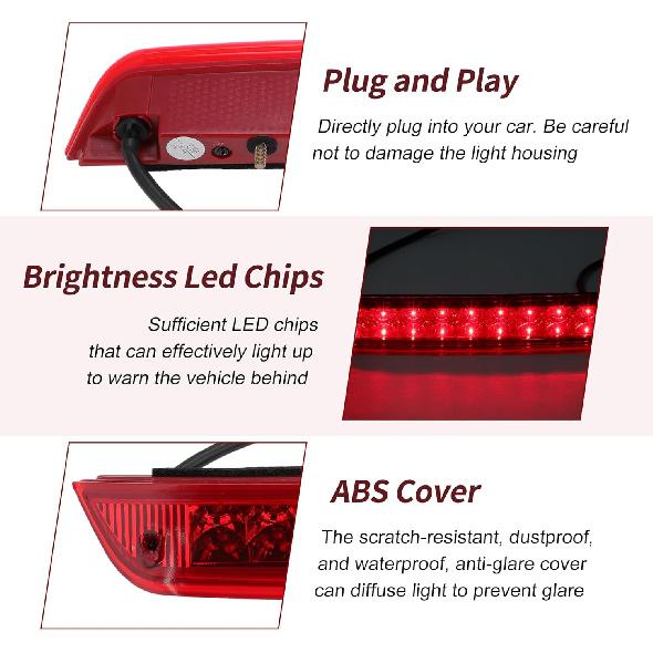 LED Third Brake Light with Harness for Hyundai Tucson 2011-2014 927002S000 Red 3rd High Mounted Stop Lamp for Hyundai Ix35 2011-2015 Rear Center High
