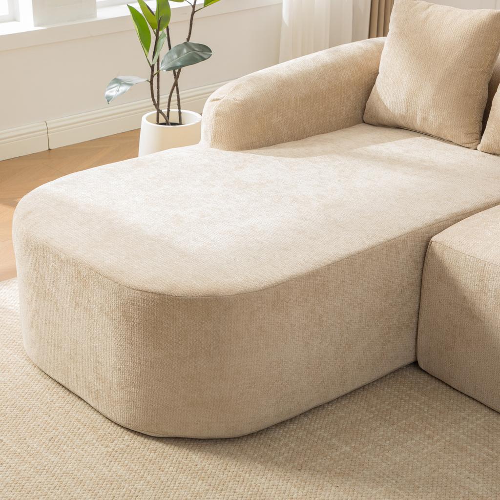 Modular Compression Sofa Made of Chenille Fabric, Filled with 30D High-elastic Foam. Easy To Move, Non-slip Floor, Ideal for Living room.LIGHT KHAKI