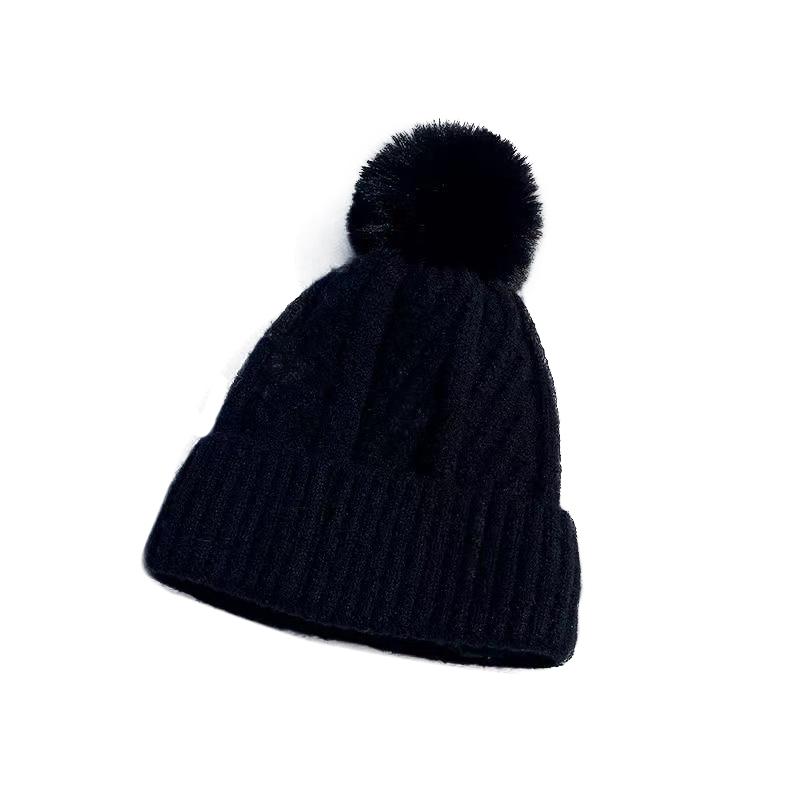 Autumn And Winter Women'S Warm Knitted Hat Fashionable And Versatile Wool And Velvet Thickened Hat Outdoor Cold-Proof Hat