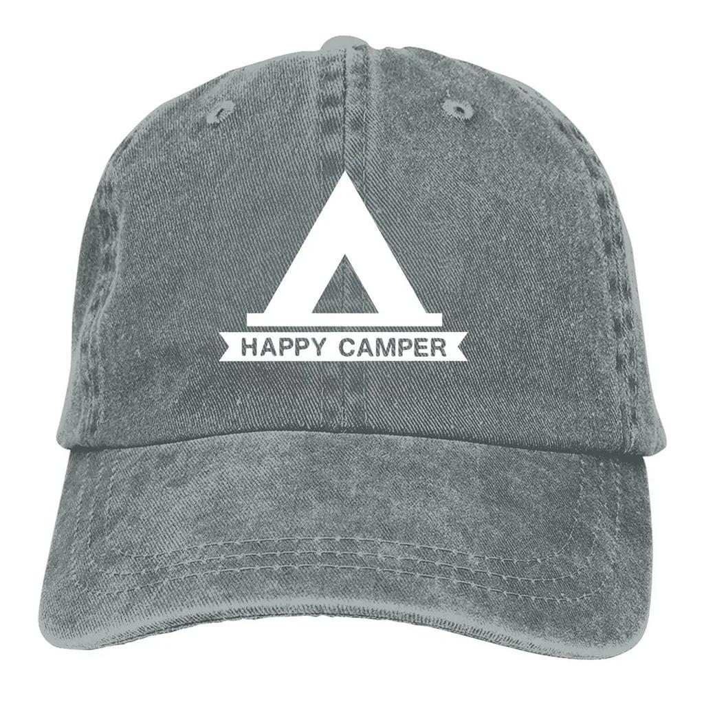 Happy Camper Baseball Caps Peaked Cap Camper Camping Sun Shade Hats for Men