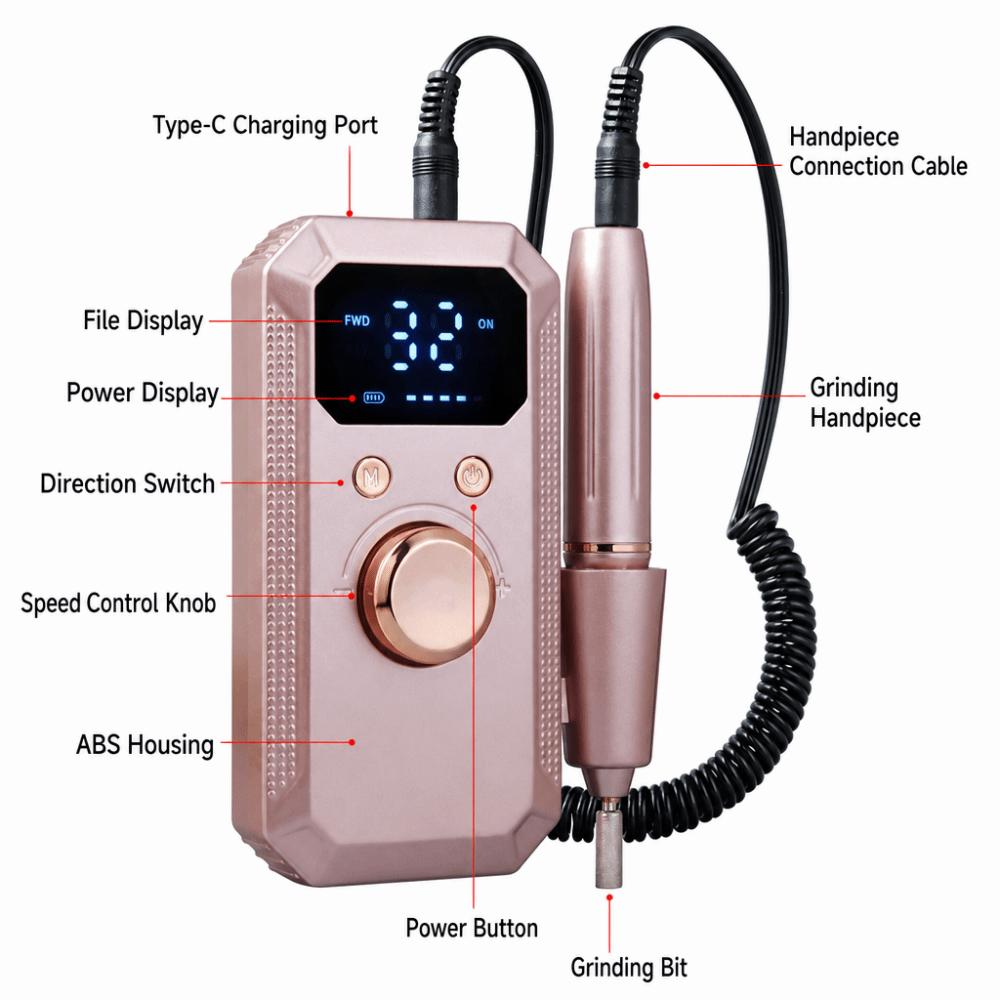 Cordless Nail Drill Machine 32 Levels Nail Polisher Electric Nail Sander Manicure Accessory