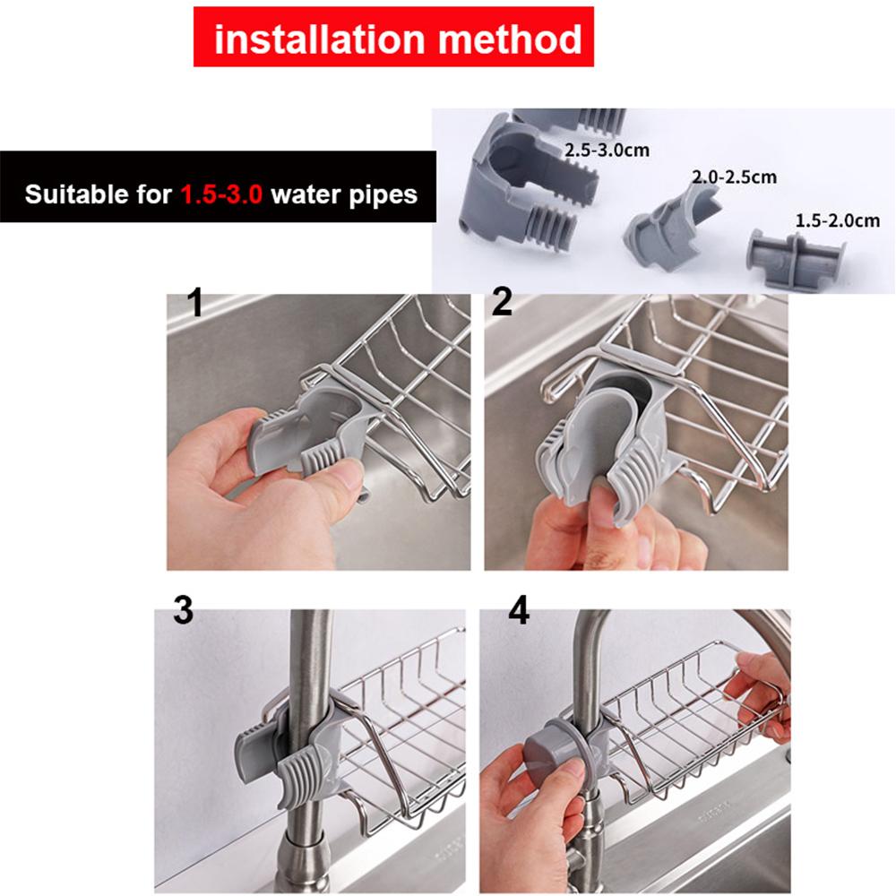 1pcs Stainless Steel Kitchen Sink Faucet Storage Racks Bathroom Adjustable Rag Sponge Draining Rack Shelves