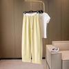Letter Contrasting Color Waist Banana Pants Fashion Color Matching Lazy Style Loose Sickle Pants Women's Versatile High Waist Drape Casual Pants