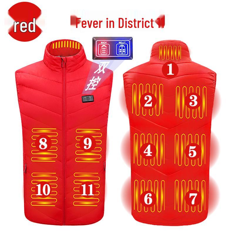 Unisex Smart Heated Vest with Temperature Control - Winter Warmth, Cotton, Plus Size