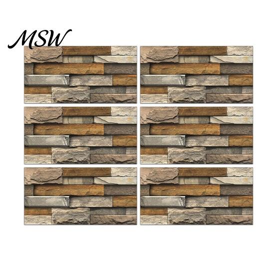 Realistic Rock Texture Wall Panels 6Pcs Vintage Faux Stone Self?Adhesive Tiles, Waterproof Oil?Proof Backsplash Adhesive Paper Sticker,