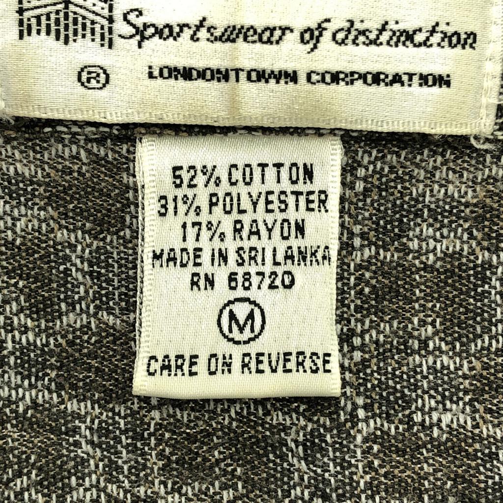 LONDON FOG 80s Vintage Overall Handle Long Sleeve Shirt M Gray X Brown Men's Used