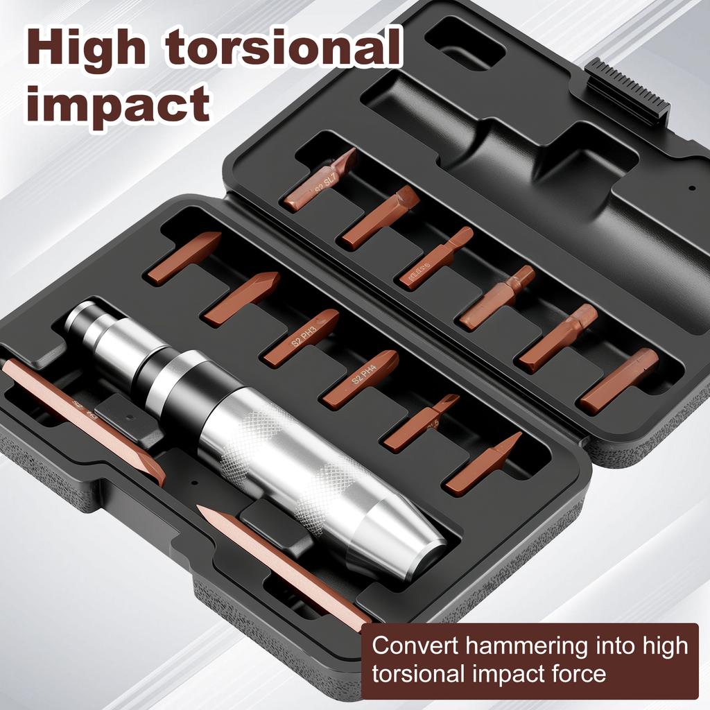 Manual Impact Screwdriver with Bits Portable Reversible Impact Driver Tool , Household Cordless Screwdriver Kit Hand Repair Tool