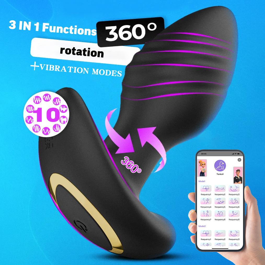 Rotating Vibrator Men Prostate Massager Anal Plug G Spot Sex Toys APP Anal Vibrator Ass Anal Swing Butt Plug Couple Sex Products