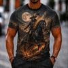 Halloween Men's Skull Bone T Shirt Short Sleeve 3D Print Crew Neck Gothic Street Dark Party  All Seasons Clothing